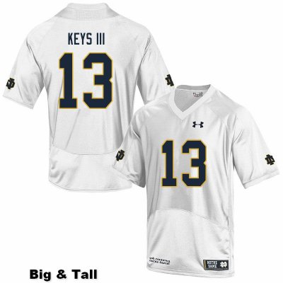 Notre Dame Fighting Irish Men's Lawrence Keys III #13 White Under Armour Authentic Stitched Big & Tall College NCAA Football Jersey XHT0299HC